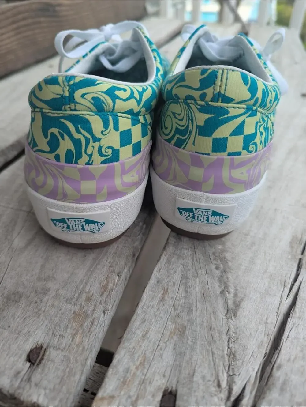 Vans Era Stacked Platform Checkerboard Skate Shoes Wavy Daze 8.5 W Psychedelic - Picture 4 of 8